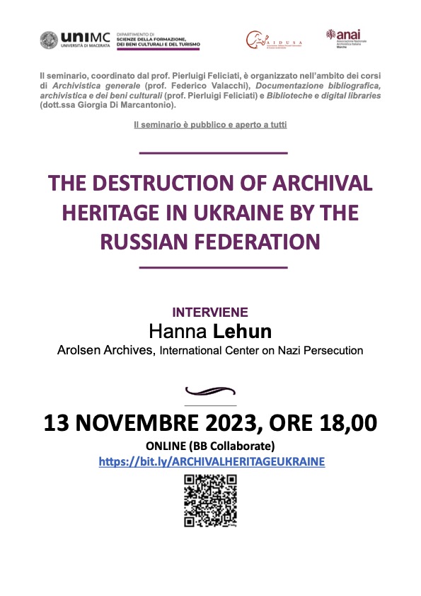 Seminario "The Destruction of Archival Heritage in Ukraine by The Russian Federation"