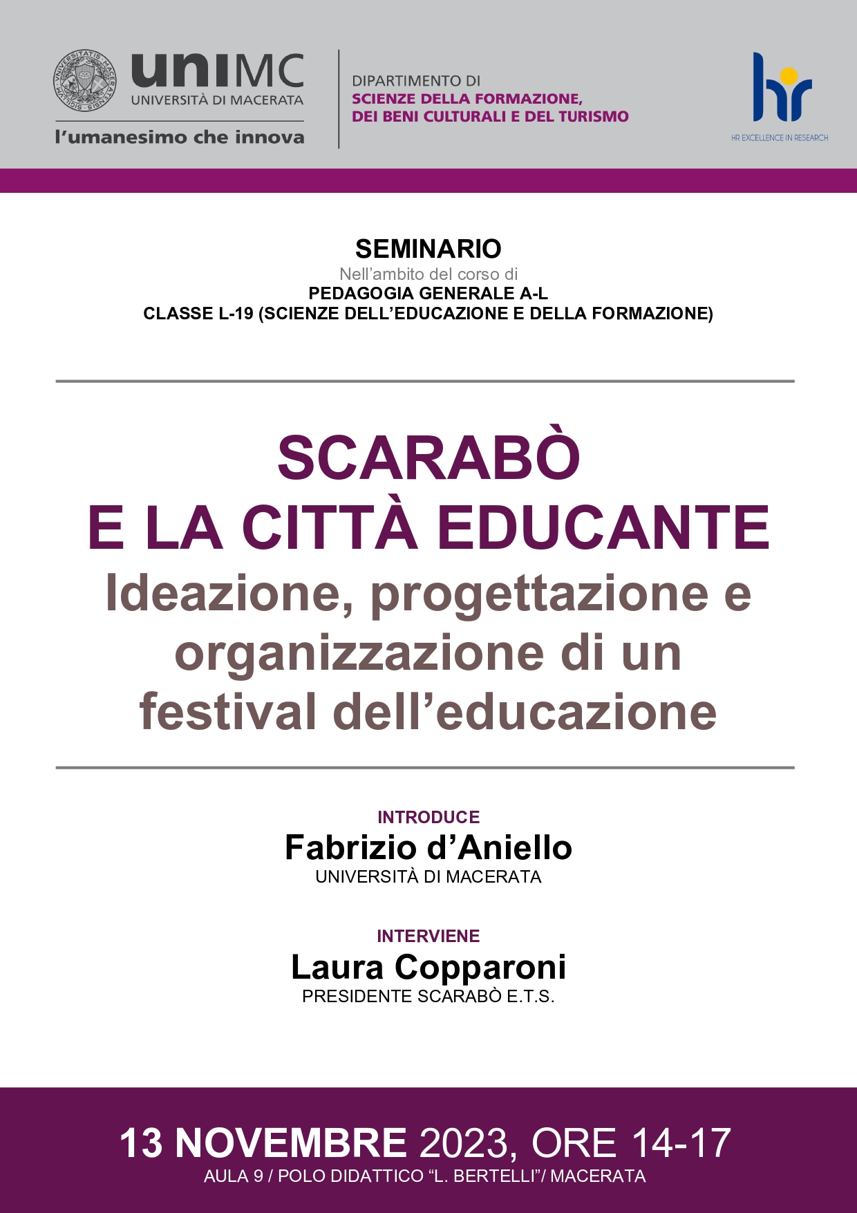 Seminario "Scarabò e la città educante"