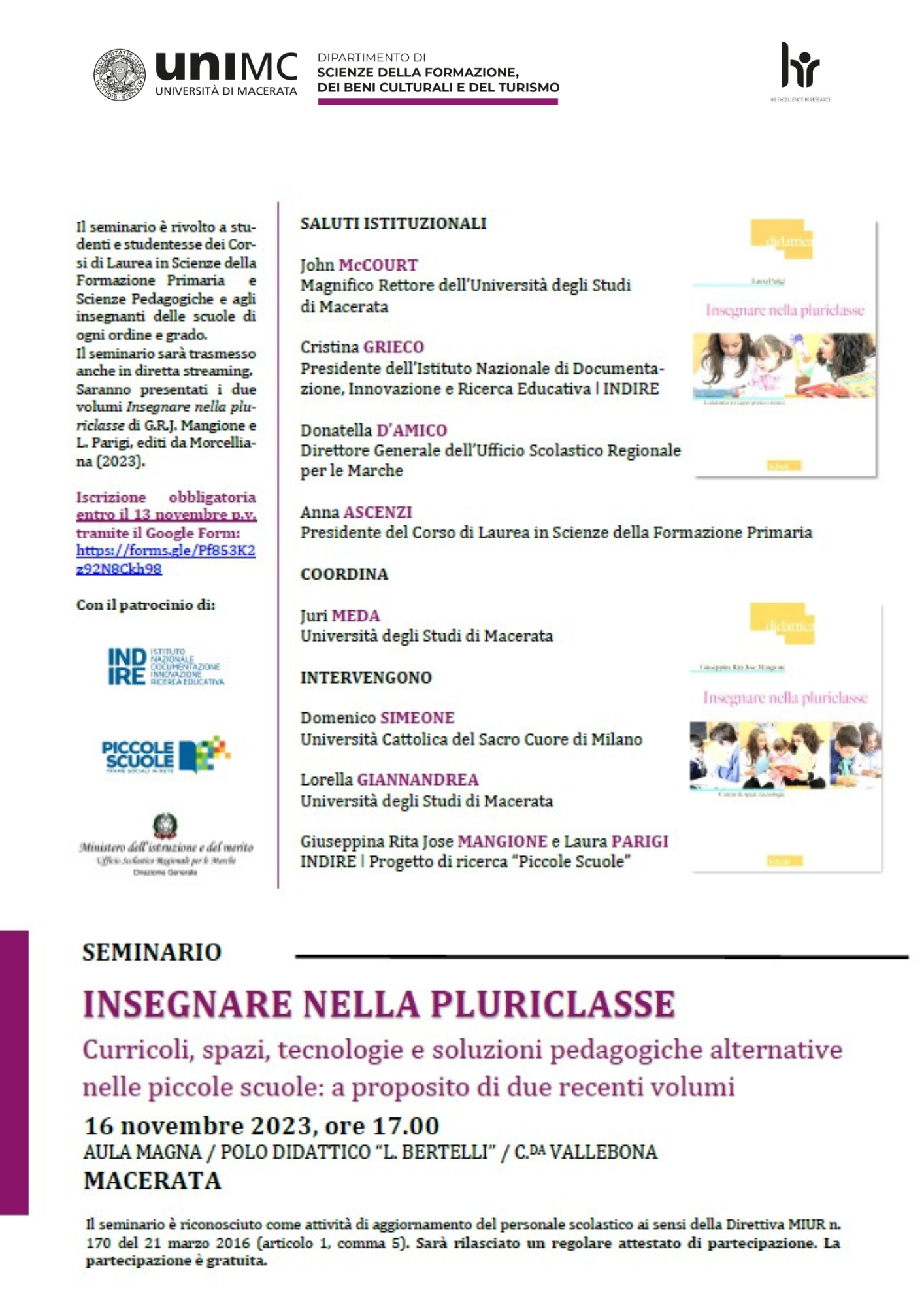 Seminario "Insegnare nella pluriclasse"