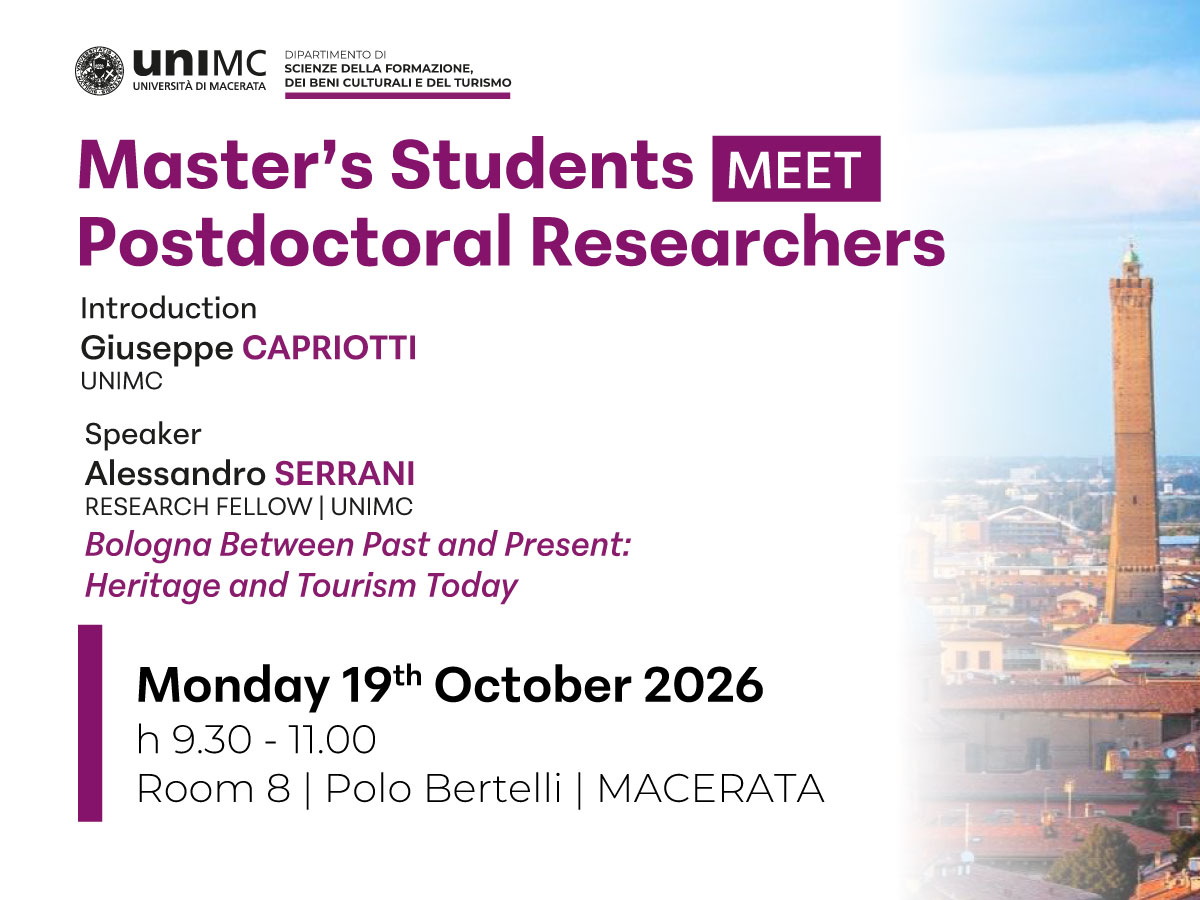 Master's Students Meet Postdoctoral Researchers - Bologna Between Past and Present: Heritage and Tourism Today   