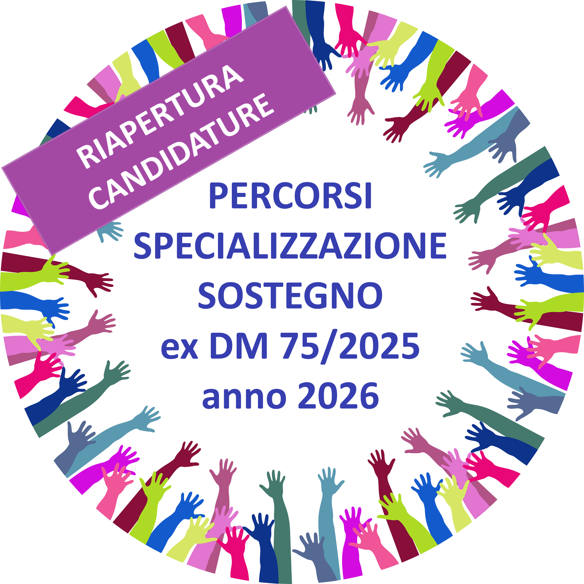 RIAPERTURA CANDIDATURE - PERCORSI DI SPECIALIZZAZIONE SUL SOSTEGNO ex DM 75/2025, anno 2026 