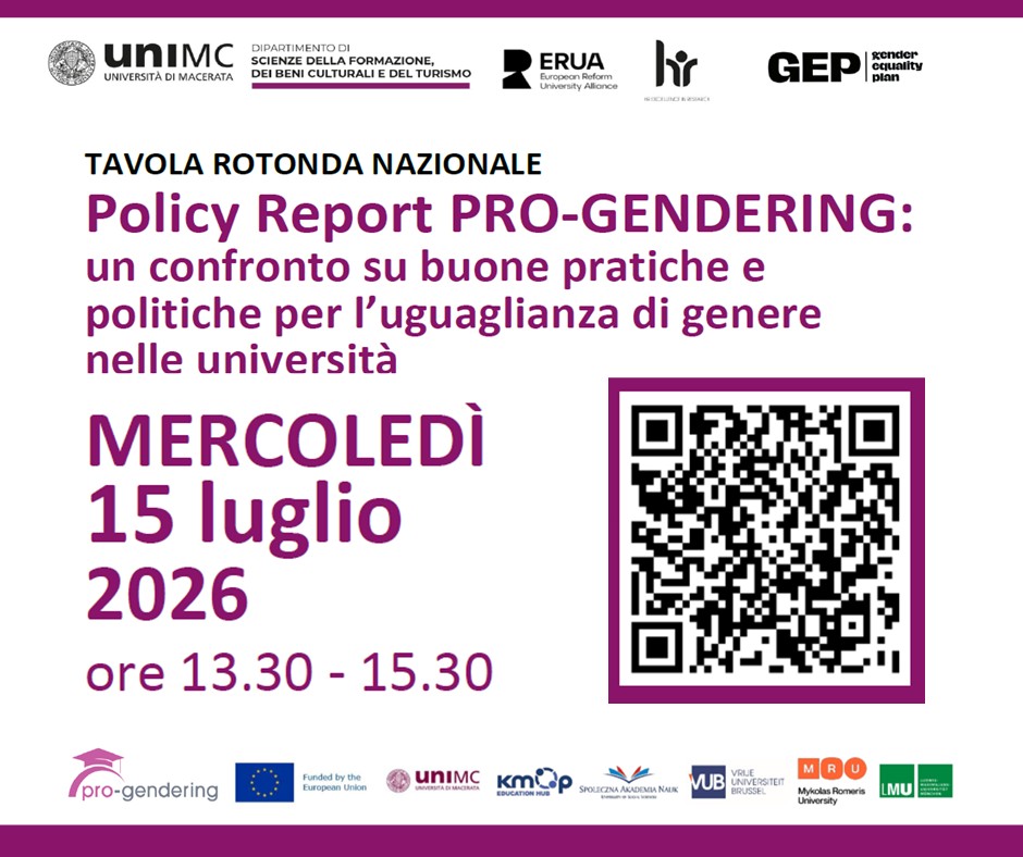 Tavola rotonda nazionale online "Policy Report PRO-GENDERING: un confronto su buone pratiche e politiche per l’uguaglianza di genere nelle università"